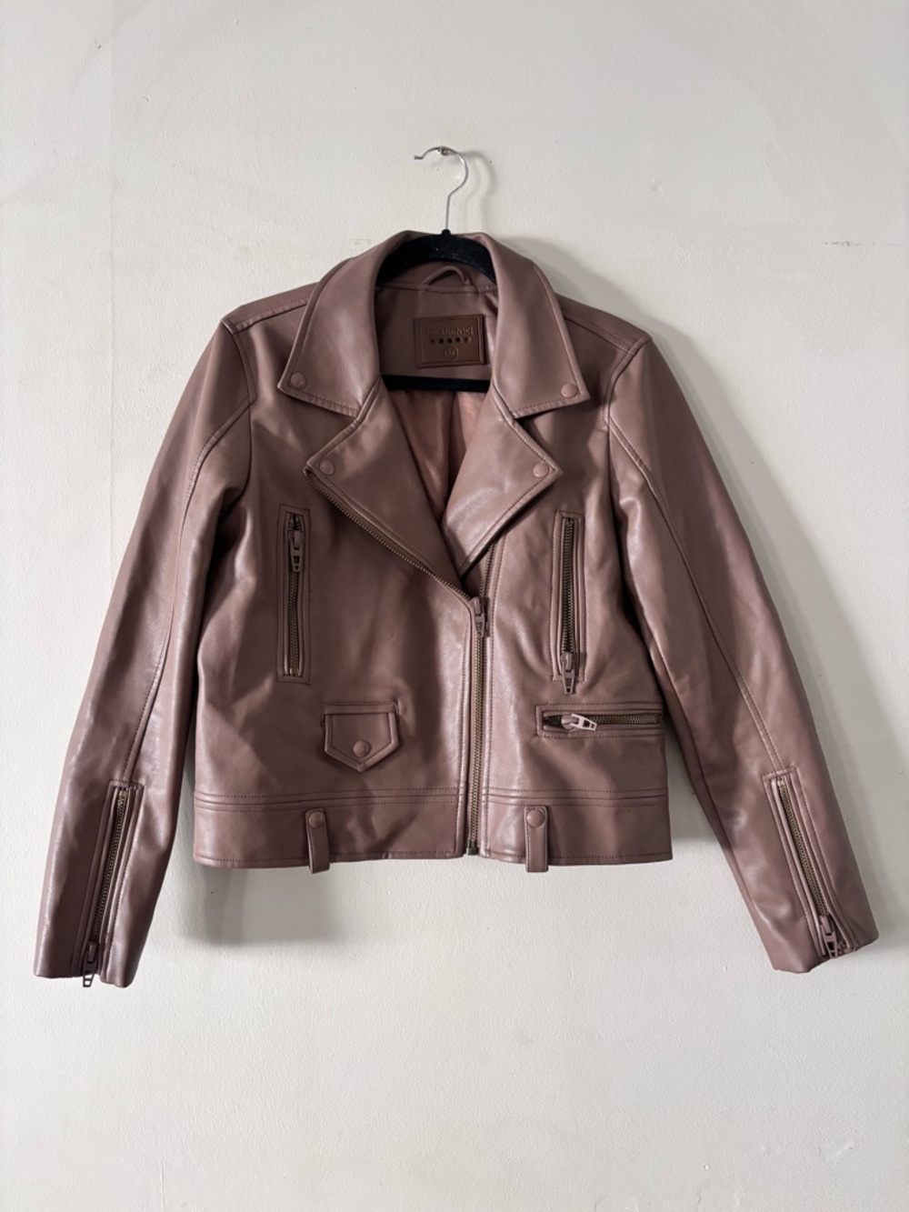 Blank NYC Classic Women's Faux Leather Moto Jacket - Mauve